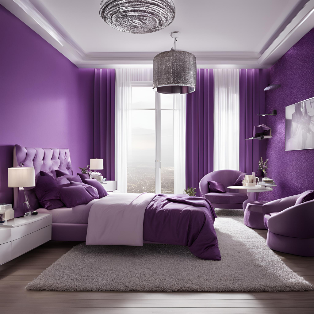 ห้องนอนสีม่วง